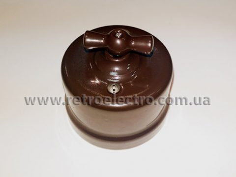 Выключатель накладной поворотный BIRONI керамический коричневый