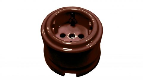 Ретро розетка накладная с заземлением BIRONI керамическая коричневая