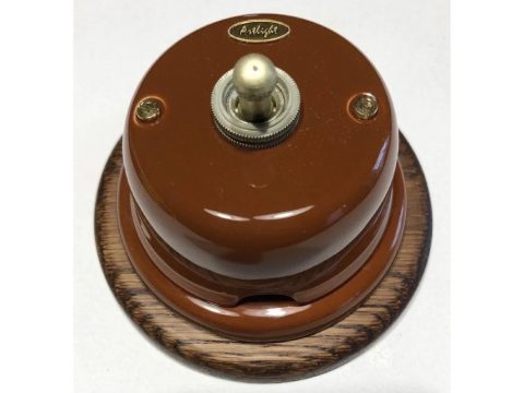 Выключатель накладной тумблерный ART керамический коричневый глянец однорычажковый