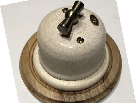 Выключатель накладной поворотный ART керамический белый мрамор