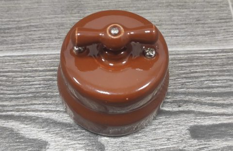 Выключатель накладной поворотный RE «Glaze» керамический «Медно-коричневый»